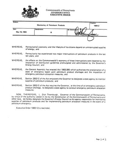 1984-2: Monitoring of Petroleum Products,