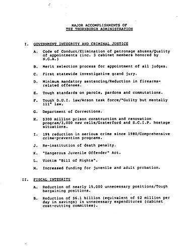 Administration achievements, final draft