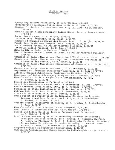 Analysts' Reports Table of Contents,