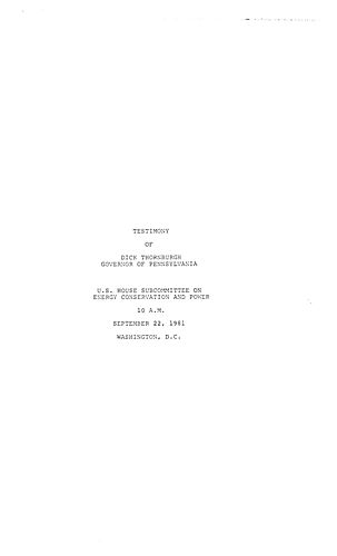 Three Mile Island (TMI) Clean-Up Plan, Testimony before the Subcommittee on Energy Conservation and Power, Washington, DC