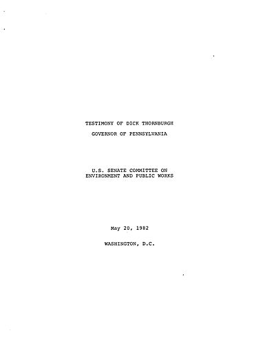 Testimony of Dick Thornburgh before the U.S. Senate Committee on Environment and Public Works, Washington, DC