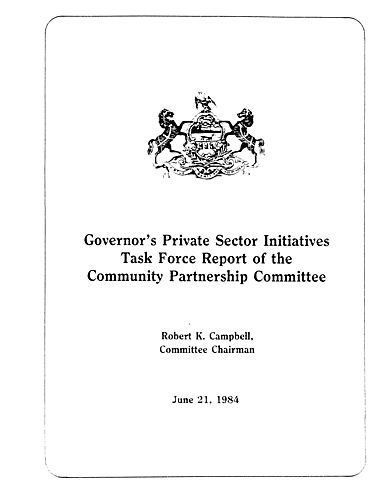 "Governor's Private Sector Initiatives Report of the Community Partnership Committee"