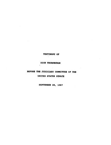 Testimony of Dick Thornburgh Before the Judiciary Committee of the United States Senate