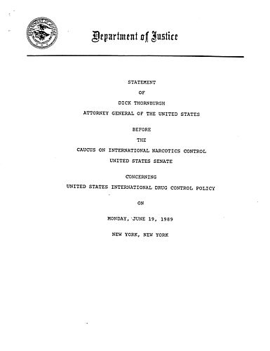 Caucus on International Narcotics Control, United States Senate, concerning United States International Drug Control Policy, New York, NY