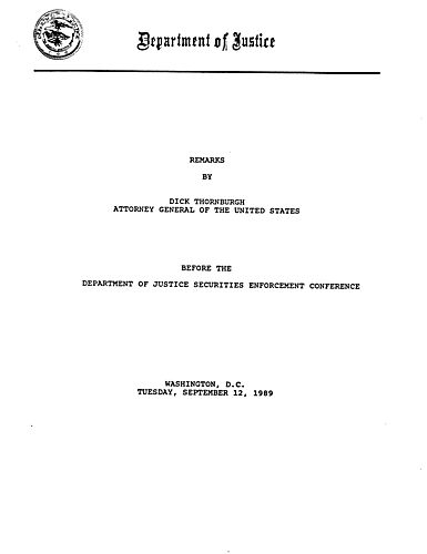 Department of Justice Securities Enforcement Conference, Washington, DC