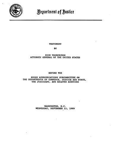 House Appropriations Subcommittee on the Departments of Commerce, Justice and State, the Judiciary, and Related Agencies, Washington, DC