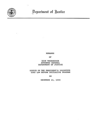 President's Volunteer Tort Law Reform Initiative Program, Washington, DC
