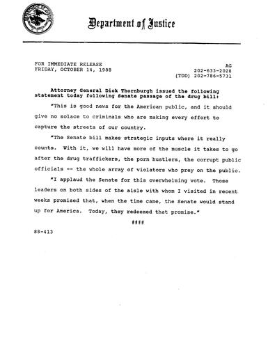 AG's statement regarding Senate's passage of drug bill