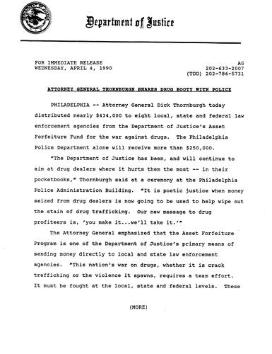 AG shares drug booty with police