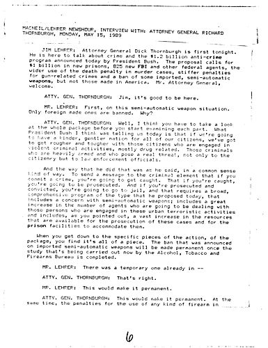 "MacNeil/Lehrer News Hour" regarding the President's Crime Package