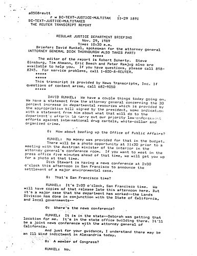 DOJ briefing regarding Dunne's appointment appropriations and other topics