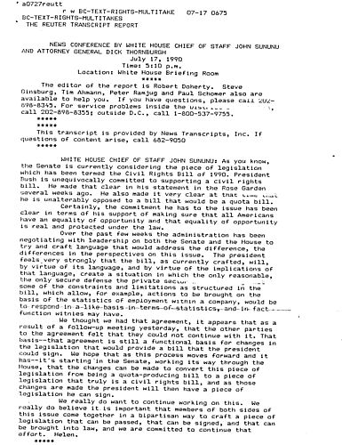 News conference with John Sununu regarding the Civil Rights Bill of 1990