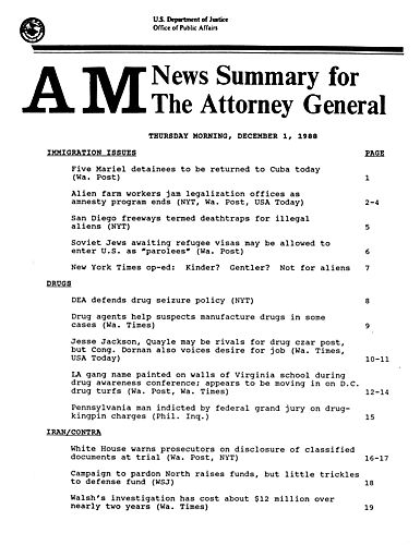 AM/PM Clippings Summaries: December, 1988-January, 1989