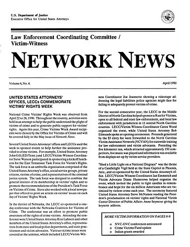 "Network News" Vol. 6, No. 4, Law Enforcement Coordinating Committee/Victim-Witness of Executive Office for United States Attorneys
