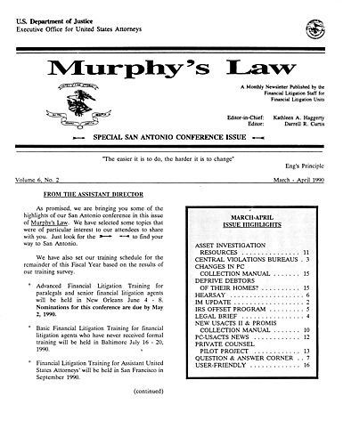 "Murphy's Law," Vol. 6, No. 2, Executive Office for US Attorneys