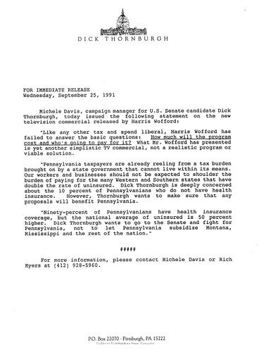 Statement regarding new television commercial released by Wofford