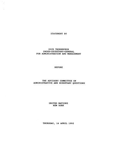 Advisory Committee on Administrative and Budgetary Questions, New York, NY