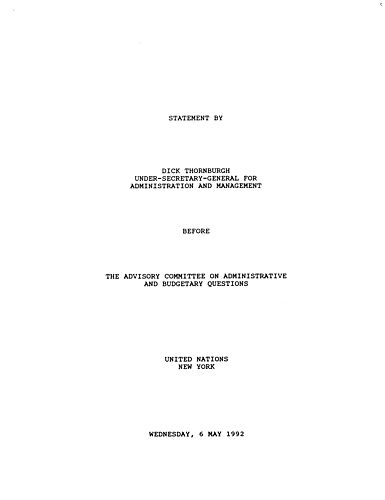 Advisory Committee on Administrative and Budgetary Questions, New York, NY