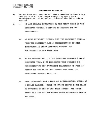 United Nations "checklists" regarding peace-keeping, United Nations Development Programme (UNDP) and relations with the United States