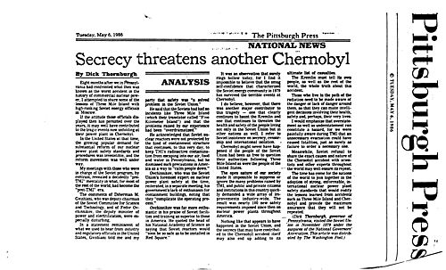 "Secrecy Threatens Another Chernobyl," Pittsburgh Press