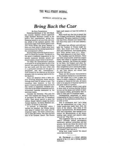 "Bring Back the Czar," Wall Street Journal