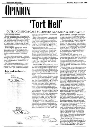 "'Tort Hell': Outlandish GM Case Solidifies Alabama's Reputation," Montgomery Advisor