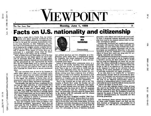 "Facts on U.S. Nationality and Citizenship," San Juan Star