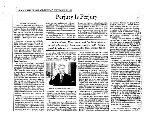 "Perjury is Perjury," Wall Street Journal