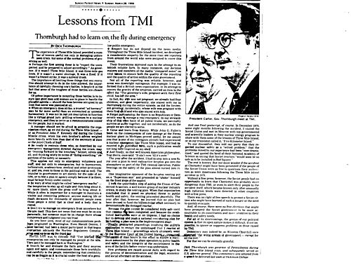 "Lessons from TMI," Harrisburg Patriot-News