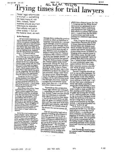 "Trying times for trial lawyers," Palm Beach Post