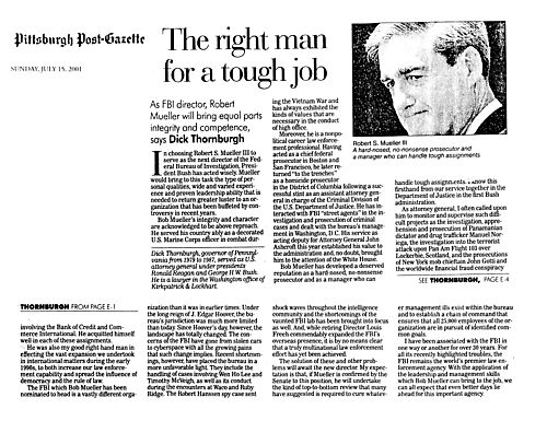 "The Right Man for a Tough Job," Pittsburgh Post-Gazette