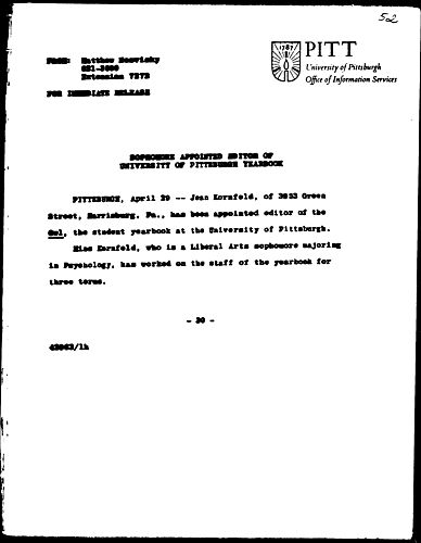 Sophmore Appointed Editor Of University Of Pittsburgh Yearbook