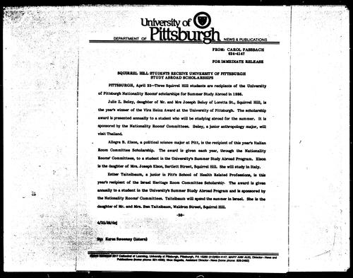 Squirrel Hill Students Receive University Of Pittsburgh Study Abroad Scholarships