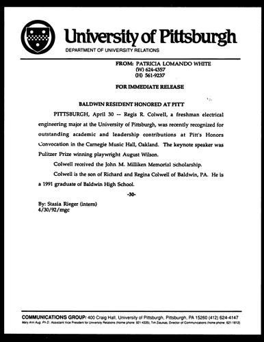 Baldwin Resident Honored at Pitt