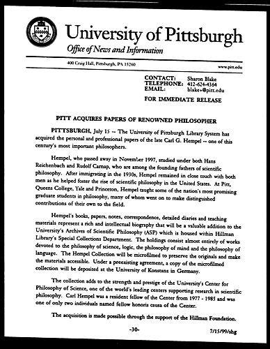 Pitt Acquires Papers of Renowned Philosopher